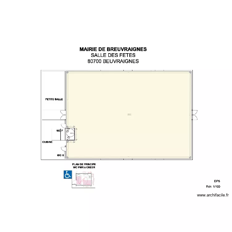 Salle de Beuvraignes  St&eacute; TALEMANT. Plan de 