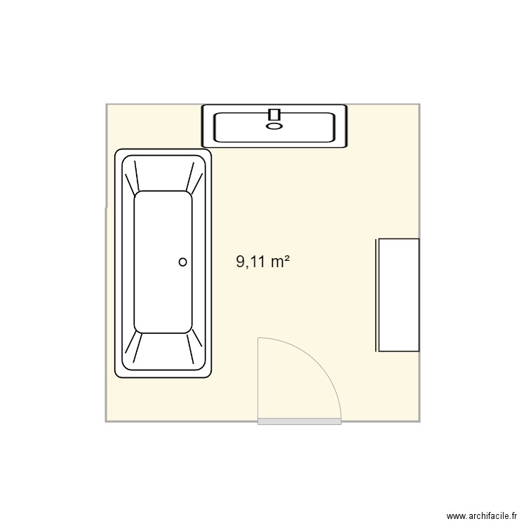 SALLE DE BAIN. Plan de 1 pièce et 9 m2