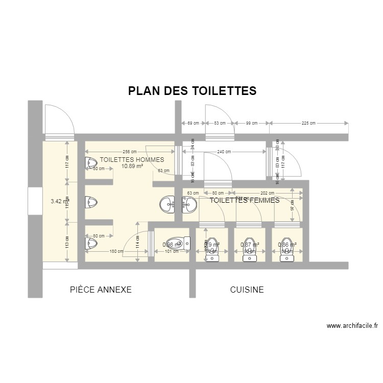 Toilettes Manage. Plan de 0 pièce et 0 m2