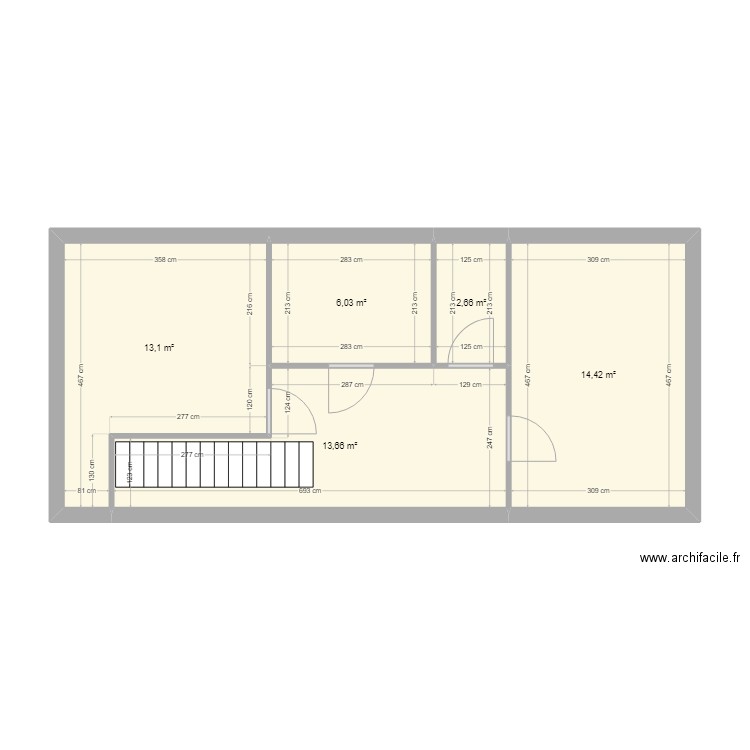 JANEZ ETAGE. Plan de 5 pièces et 50 m2