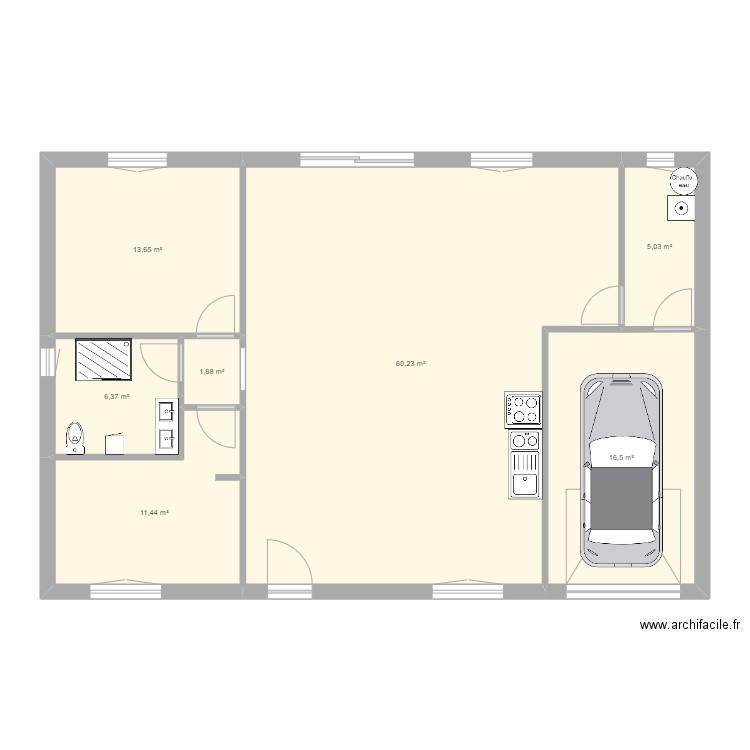 maison techno. Plan de 7 pièces et 115 m2