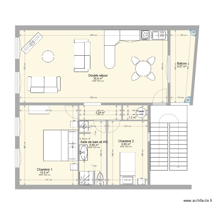 Appt 2ème B. Plan de 0 pièce et 0 m2