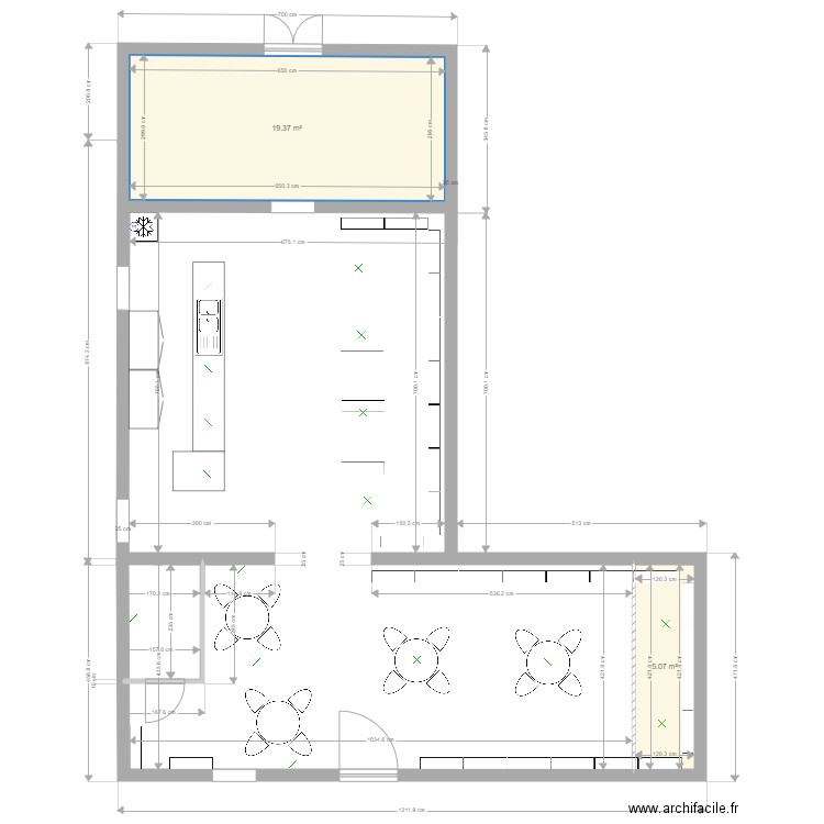 Degustation projet. Plan de 2 pièces et 24 m2