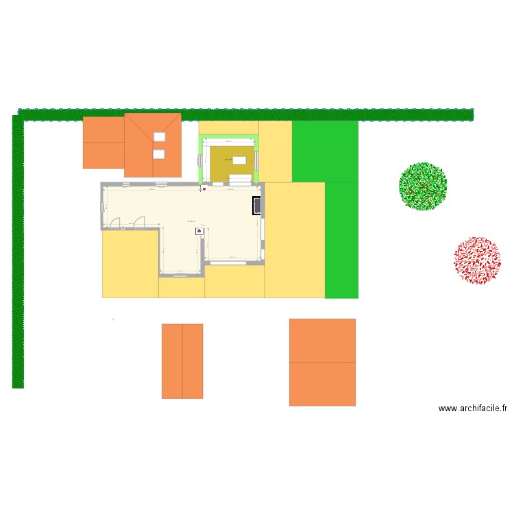 Plan rdc avancée 5 pans. Plan de 0 pièce et 0 m2