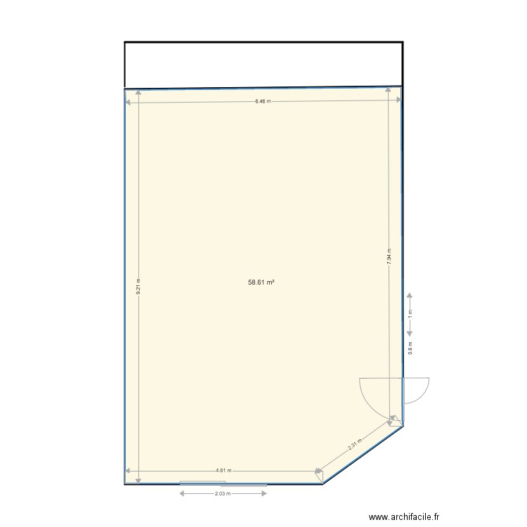 KIKO. Plan de 1 pièce et 59 m2