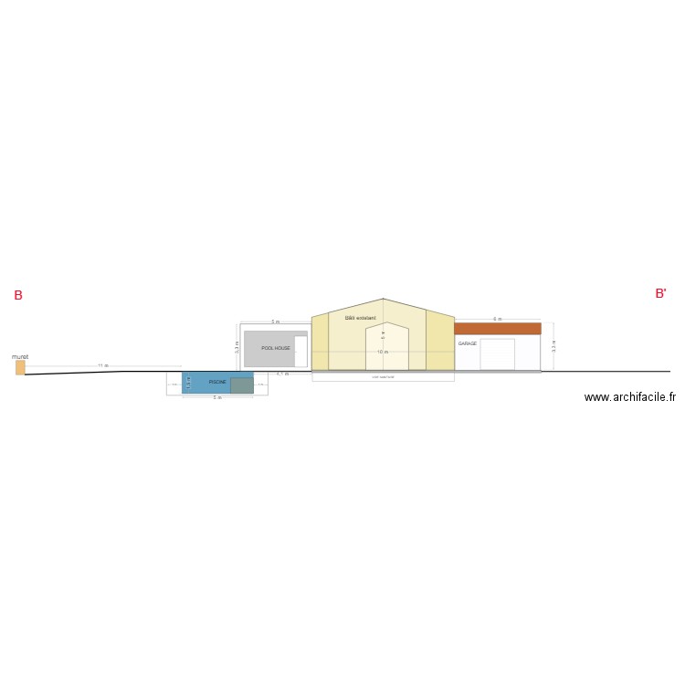 Plan coupe projet Dandarelet. Plan de 0 pièce et 0 m2