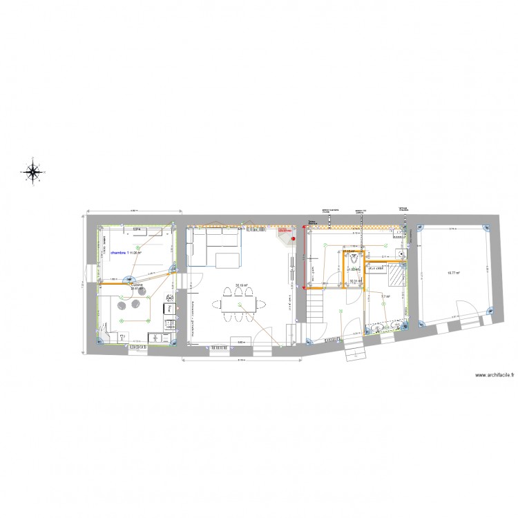 RDC habitation amenage V2 ELEC. Plan de 0 pièce et 0 m2