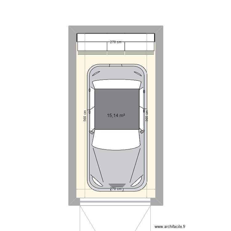 garage. Plan de 1 pièce et 15 m2