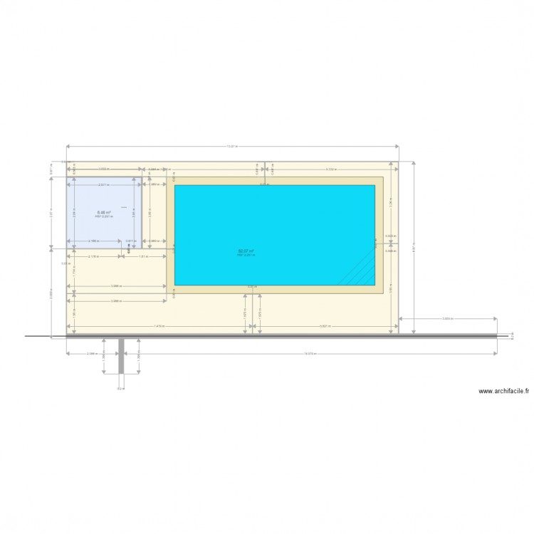 plan piscine et terrasse. Plan de 0 pièce et 0 m2