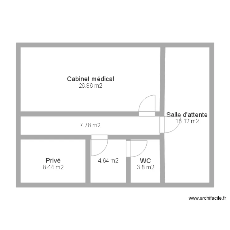 Cabinet m&eacute;dical type 2. Plan de 