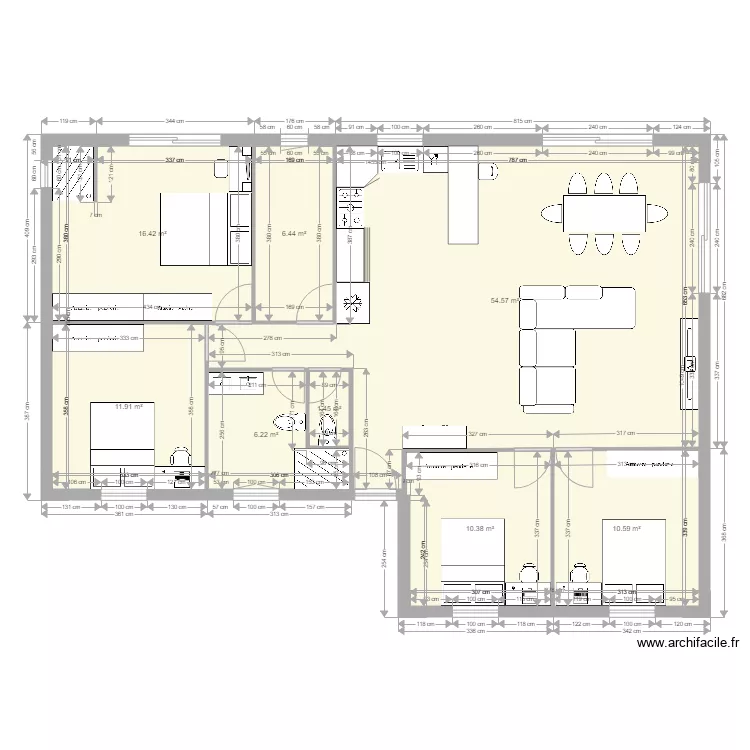 maison plein pied. Plan de 