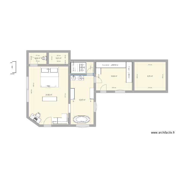 PLAN MAISON 2. Plan de 7 pièces et 58 m2