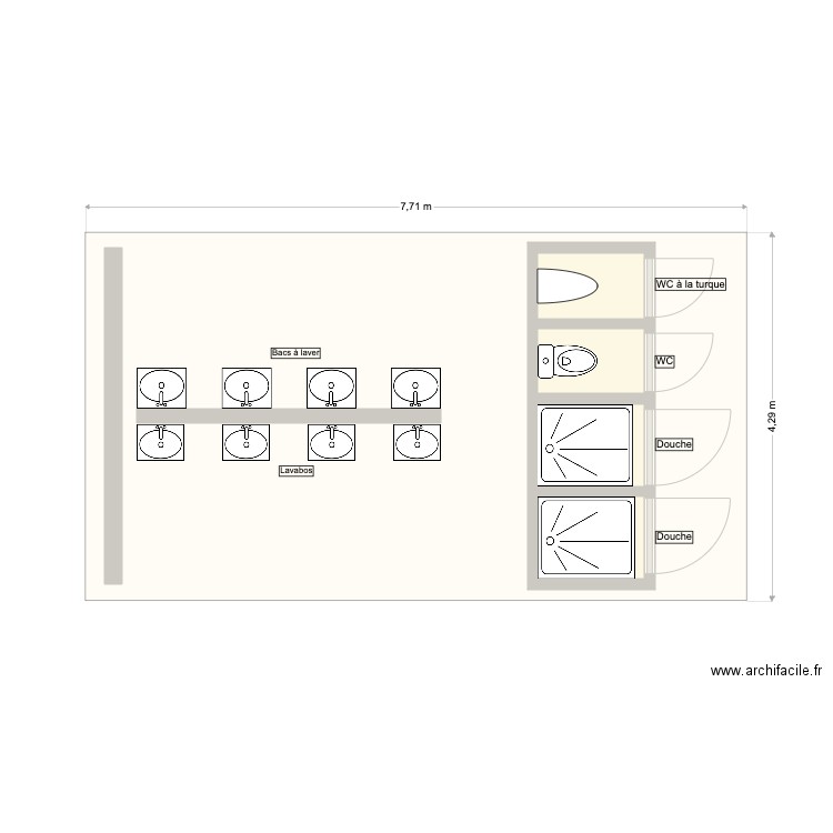 Sanitaires. Plan de 0 pièce et 0 m2