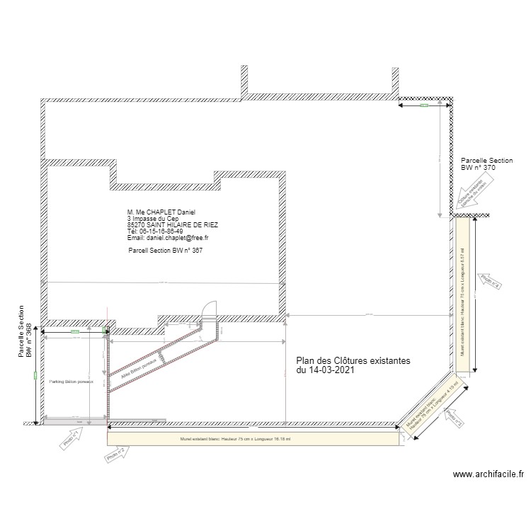 Clôture existante. Plan de 0 pièce et 0 m2