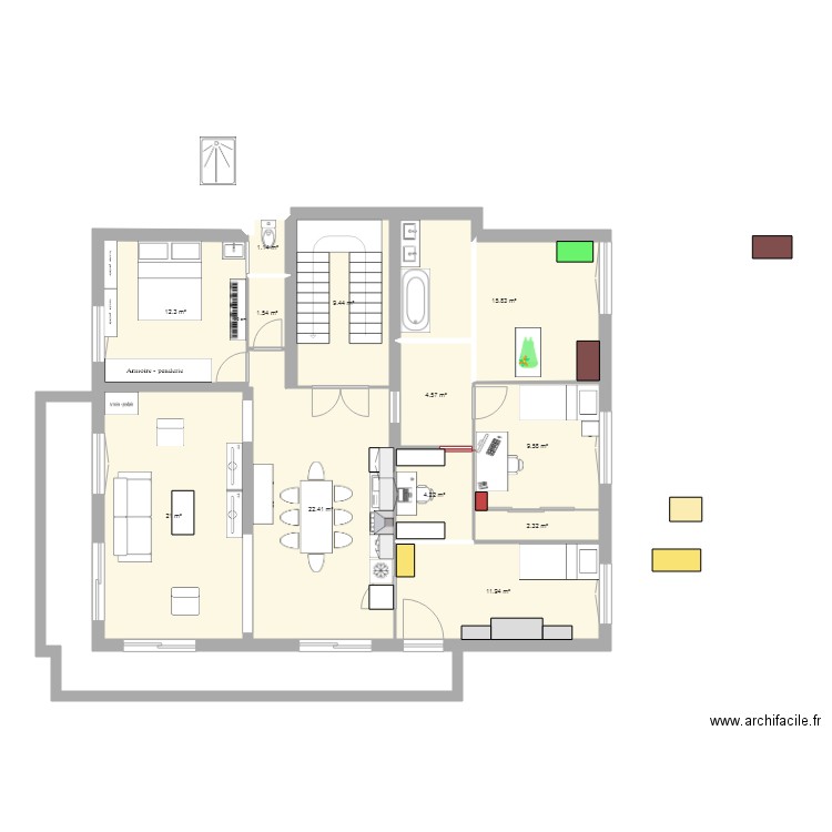 MAISON 4 CHAMBRES CUISINE DANS SALON. Plan de 0 pièce et 0 m2