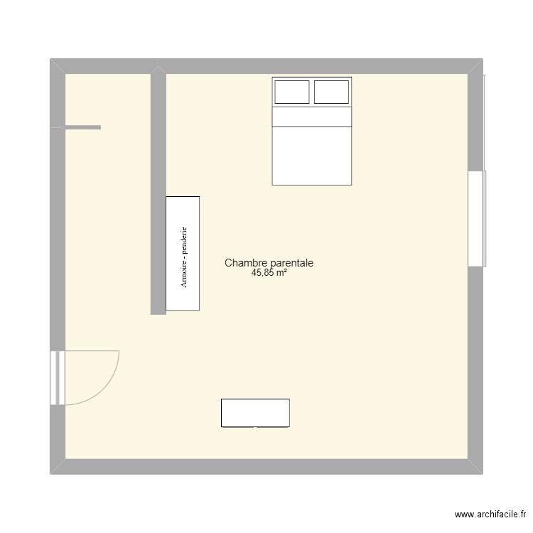 Chambre parentale. Plan de 1 pièce et 46 m2