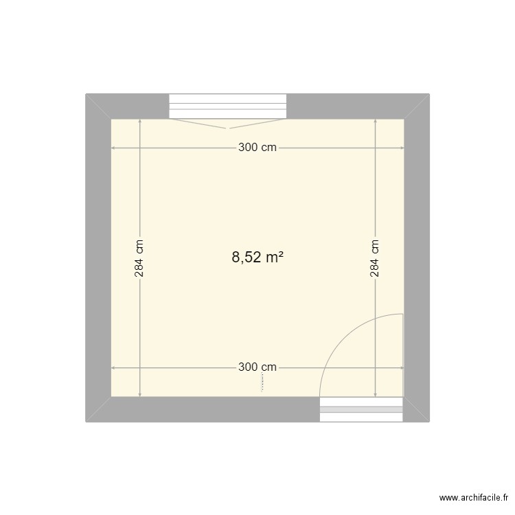 PLAN NU SALLE D'EAU. Plan de 1 pièce et 9 m2