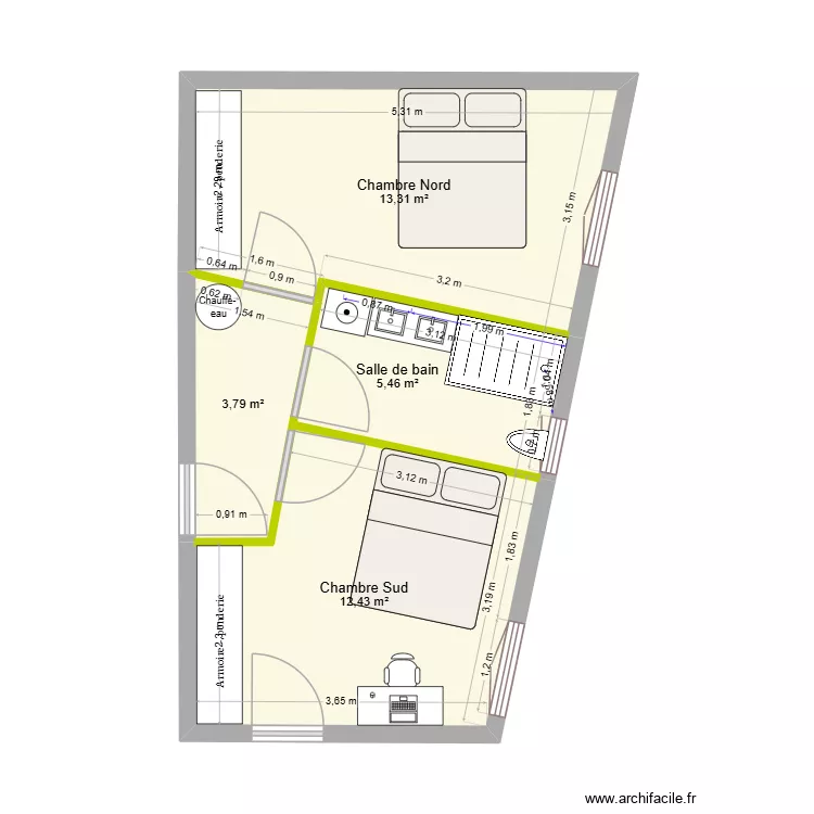 Extention_Final. Plan de 4  et 35 m²