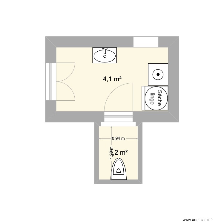 Buanderie. Plan de 2 pièces et 5 m2