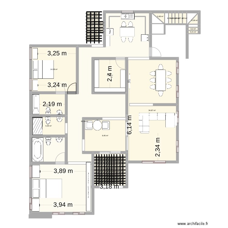 ADM Jowes. Plan de 141 pièces et 154 m2