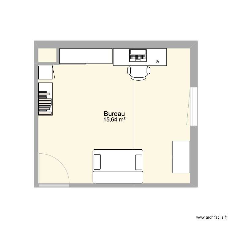 Bureau - Modif. Plan de 1 pièce et 16 m2