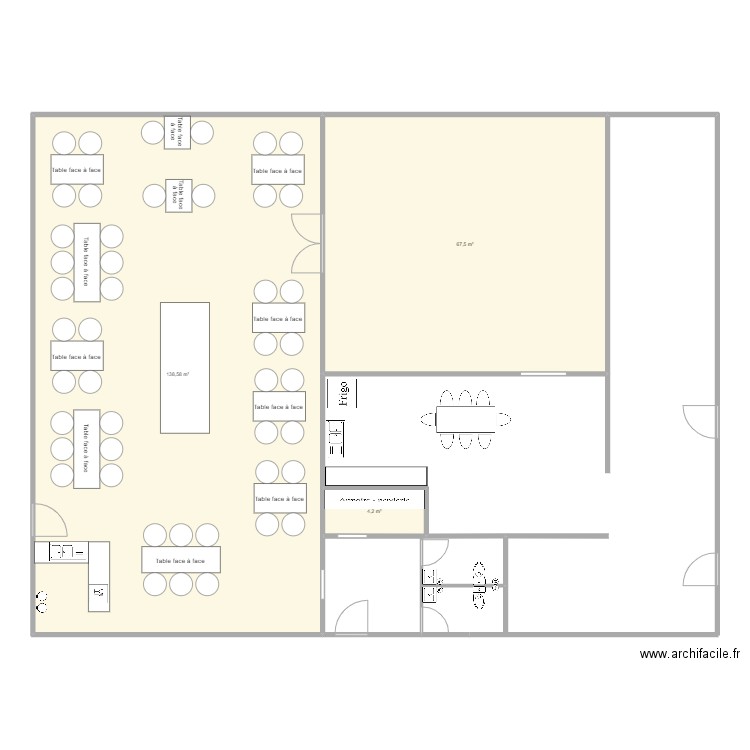 Restaurant-1. Plan de 3 pièces et 210 m2