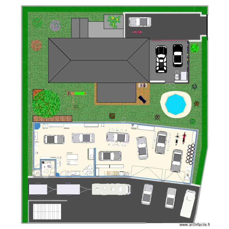 Garali. Plan de 3 pièces et 266 m2