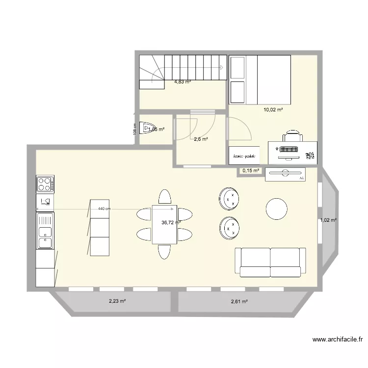 Appart 3eme Soignies 3 chambres V3. Plan de 