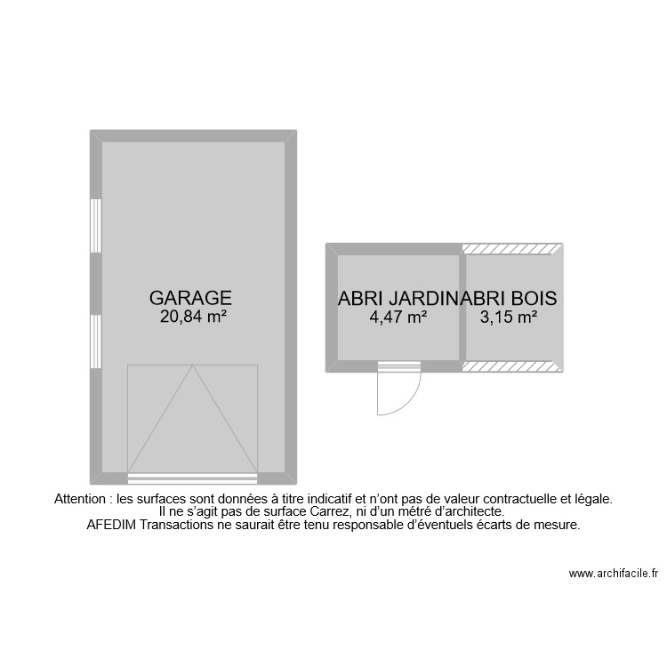 BI 9737 ANNEXES. Plan de 3 pièces et 28 m2