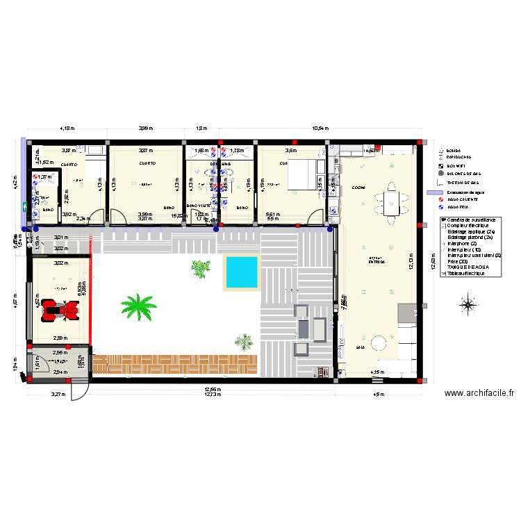 huanchaquito projet. Plan de 8 pièces et 121 m2