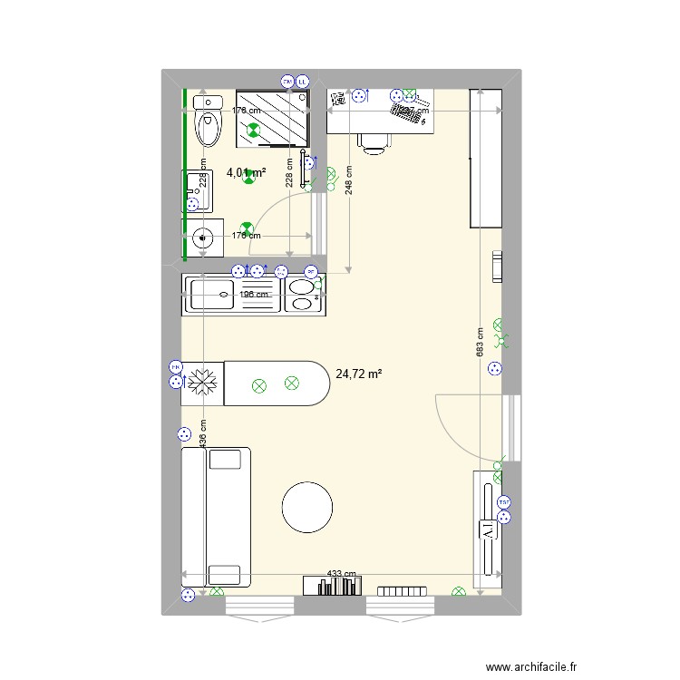 ste cecile sdb 2. Plan de 2 pièces et 29 m2