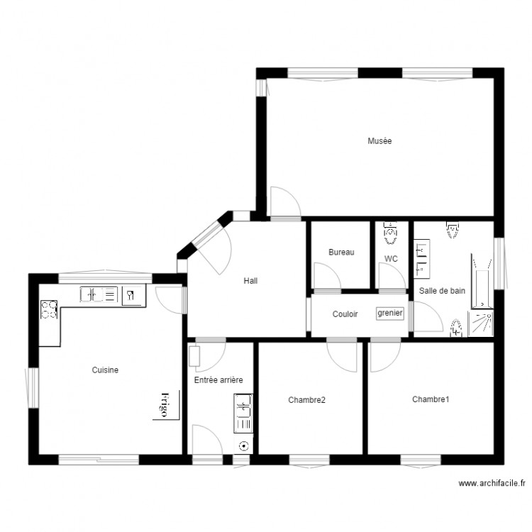 villa a l'echelle. Plan de 7 pièces et 48 m2