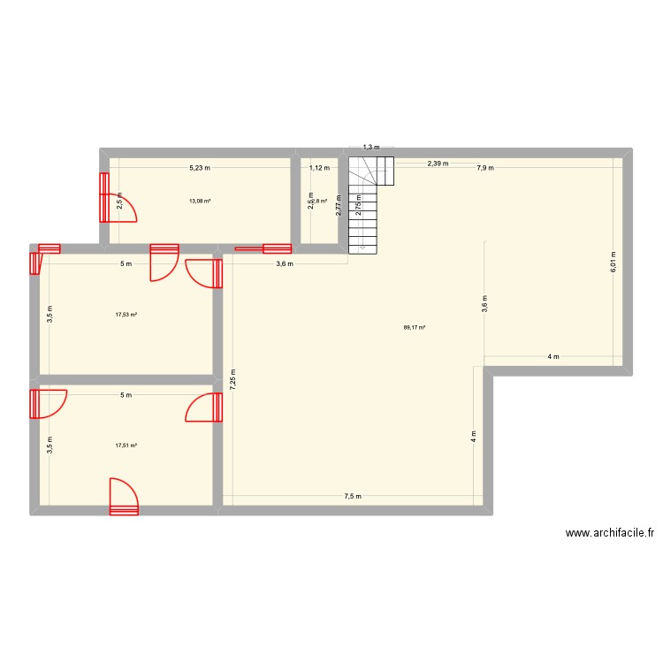 projet 3. Plan de 5 pièces et 140 m2