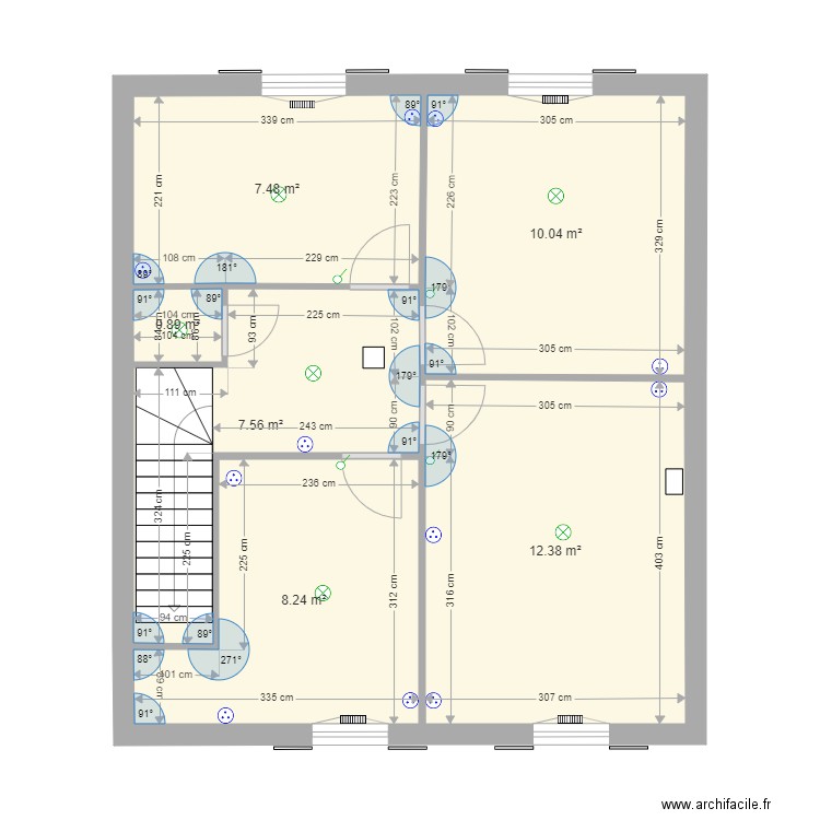 maison ff. Plan de 6 pièces et 47 m2