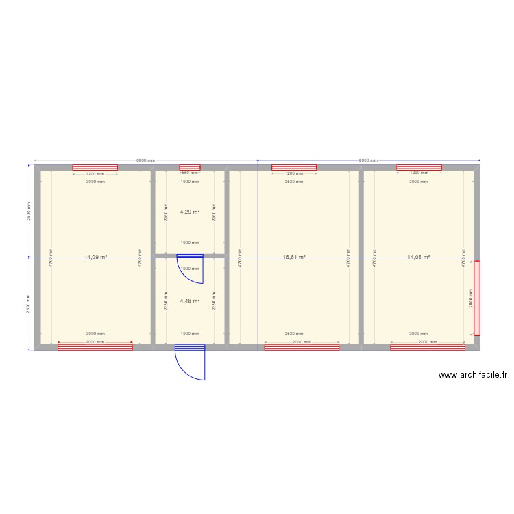 12 на 5. Plan de 0 pièce et 0 m2