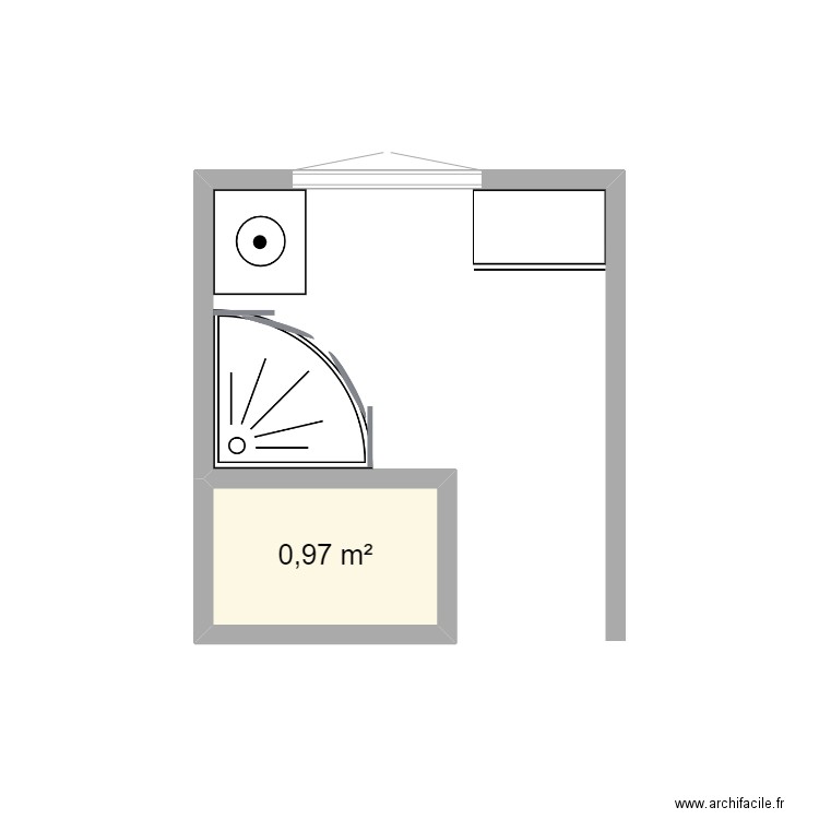 SDB n°2. Plan de 1 pièce et 1 m2