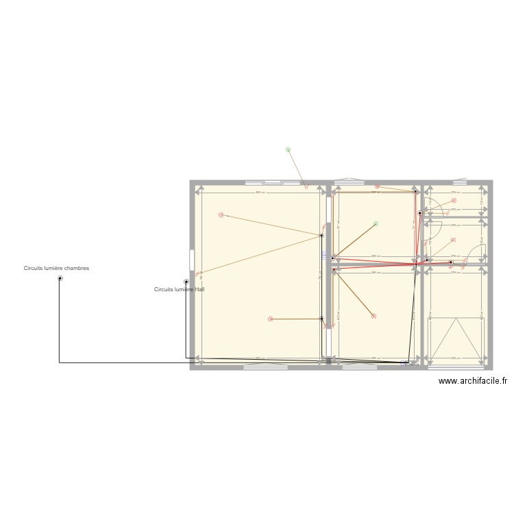 circuits lumière Séjour bureau cuisine cave buanderie cellier chaufferie. Plan de 0 pièce et 0 m2