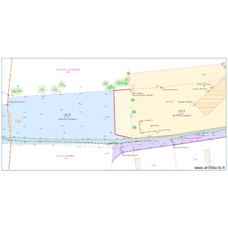 Bornage définitif. Plan de 1 pièce et 225 m2