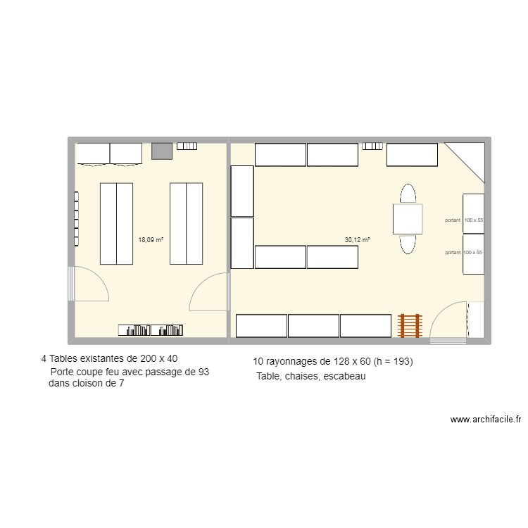 Saint Vincent de Paul et salle caté. Plan de 2 pièces et 48 m2