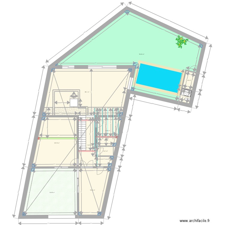 grange opoul PLANCHER R1 2. Plan de 19 pièces et 474 m2