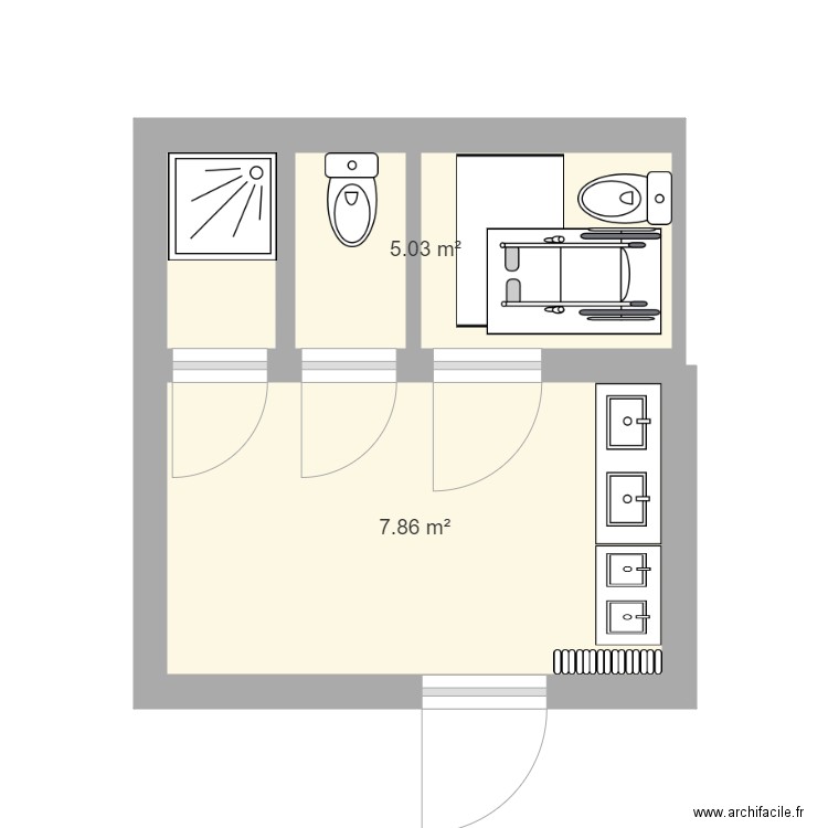 WC DOUCHE BAT 3. Plan de 0 pièce et 0 m2