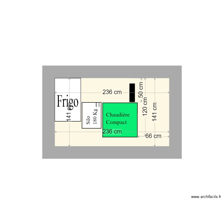 GOSSET. Plan de 1 pièce et 3 m2