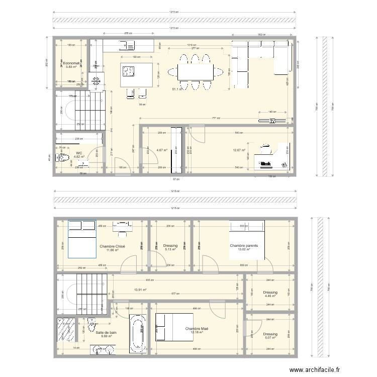 Ma maison 85m2 version plus large. Plan de 0 pièce et 0 m2