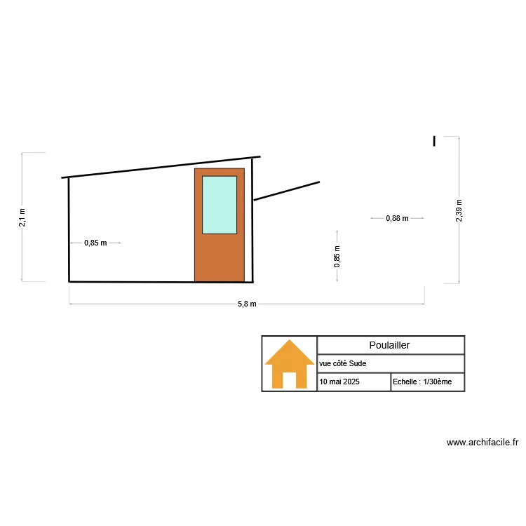 abri de jardin et pool house face Est. Plan de 