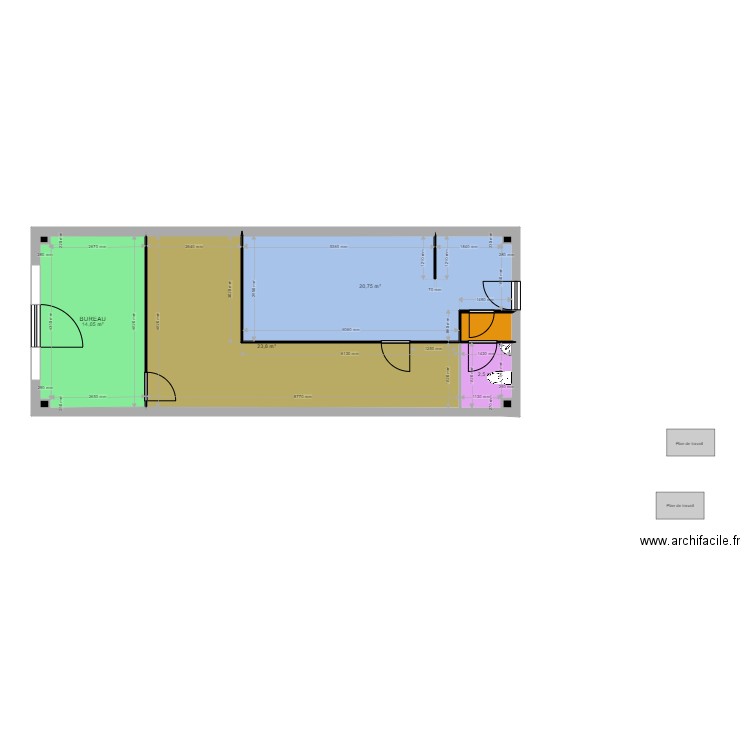 LOCAL PROVISOIRE vide1. Plan de 9 pièces et 62 m2