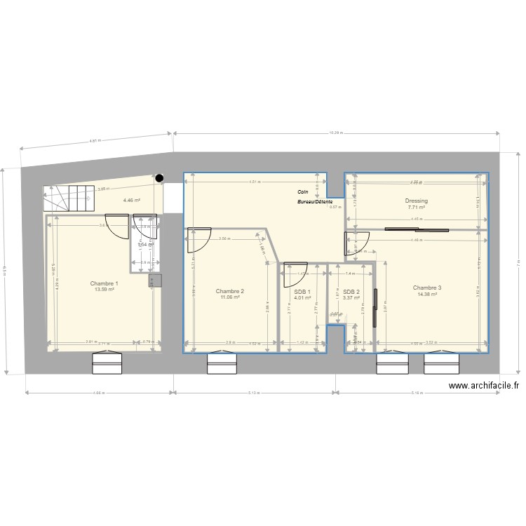 PJ2 bIS. Plan de 13 pièces et 218 m2