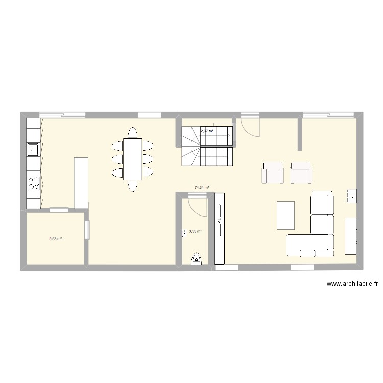 rénovation maison . Plan de 4 pièces et 86 m2