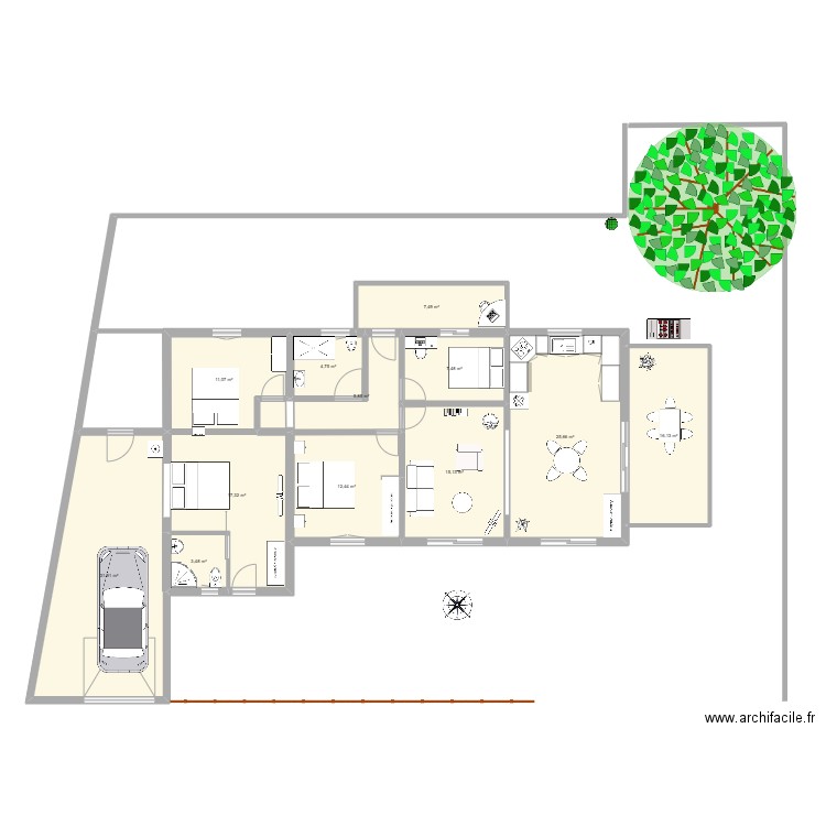 sion. Plan de 12 pièces et 159 m2
