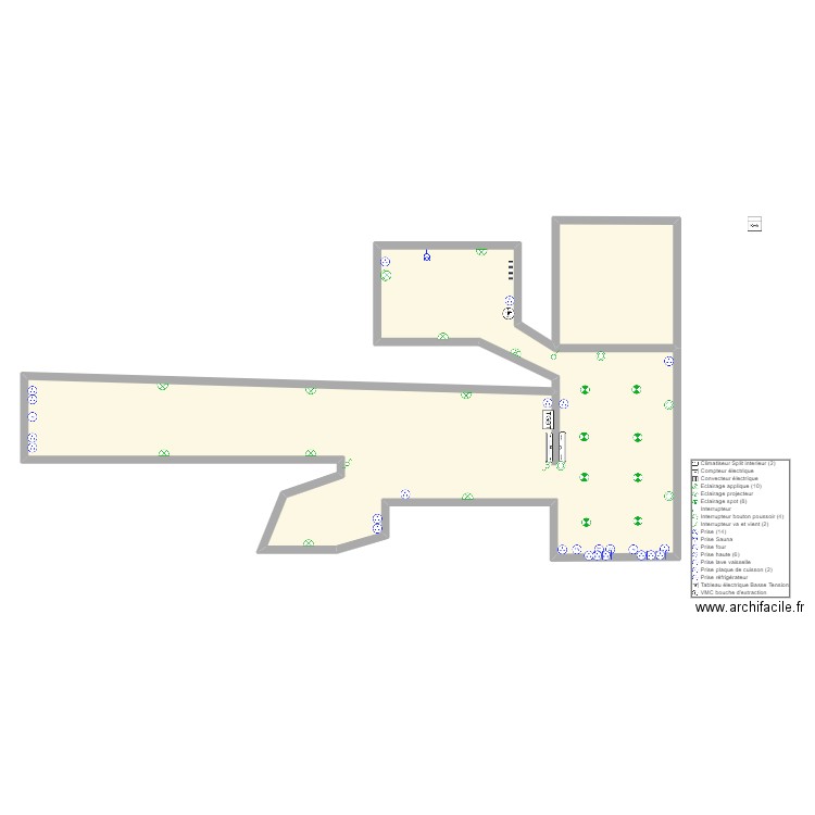 CLASQUIN - Electricité RDC. Plan de 2 pièces et 168 m2