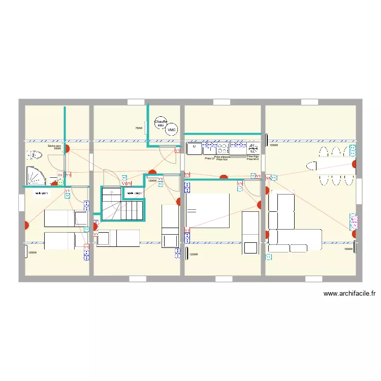 Combles Plan &eacute;lectrique DEF. Plan de 